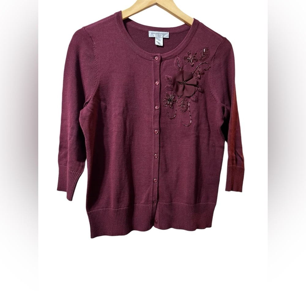 Christopher & Banks Maroon Blouse Size Medium Petite